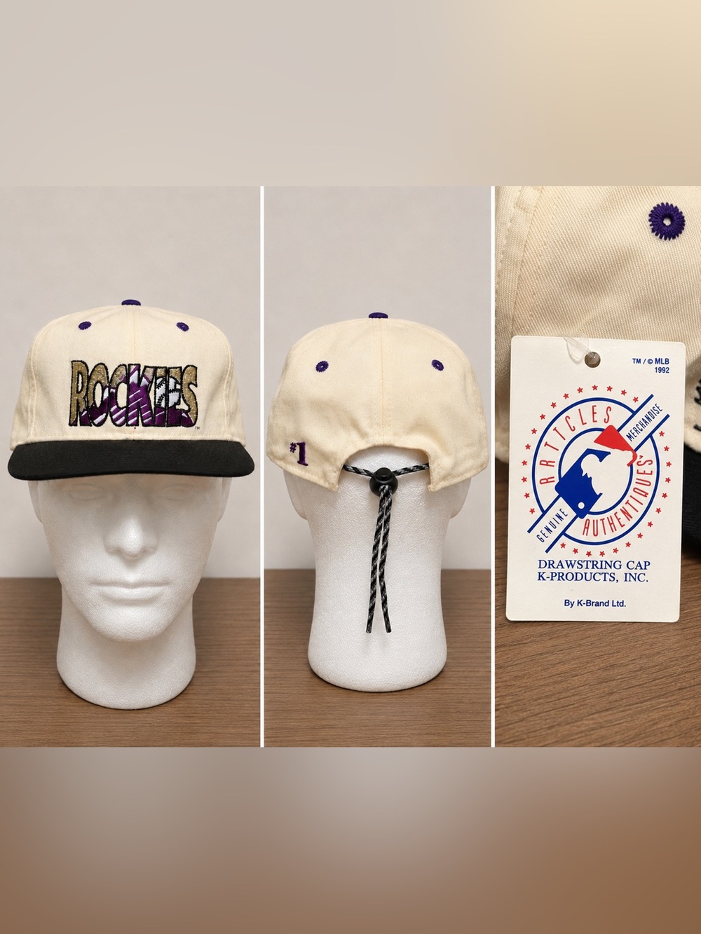 Vintage RARE Dead Stock K-Brand Colorado Rockies Drawstring Cap Preseason Merch